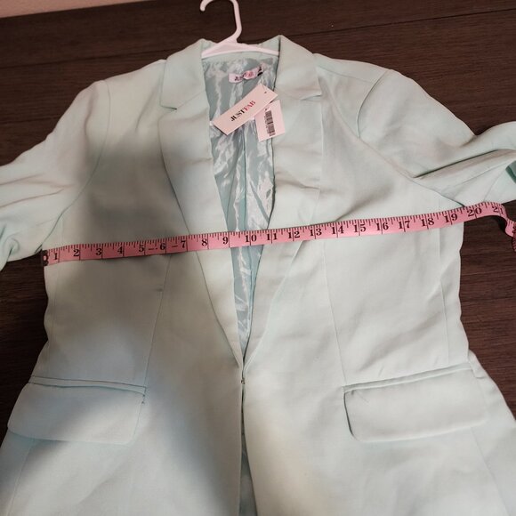 Justfab Flap Pocket Blazer NWT Mint Green XL Dark Marks - Picture 6 of 10